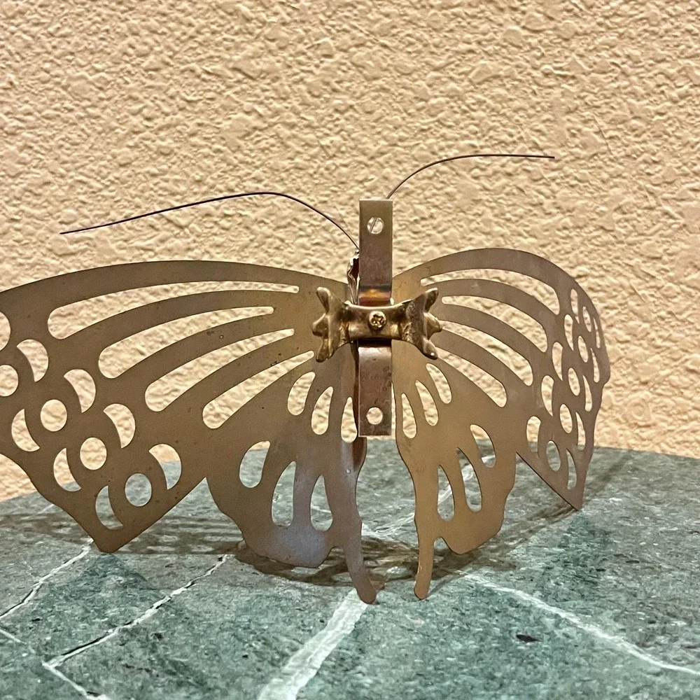 Vintage Mid-Century Lightweight Flapping Brass Butterfly Hanging Wall Decor